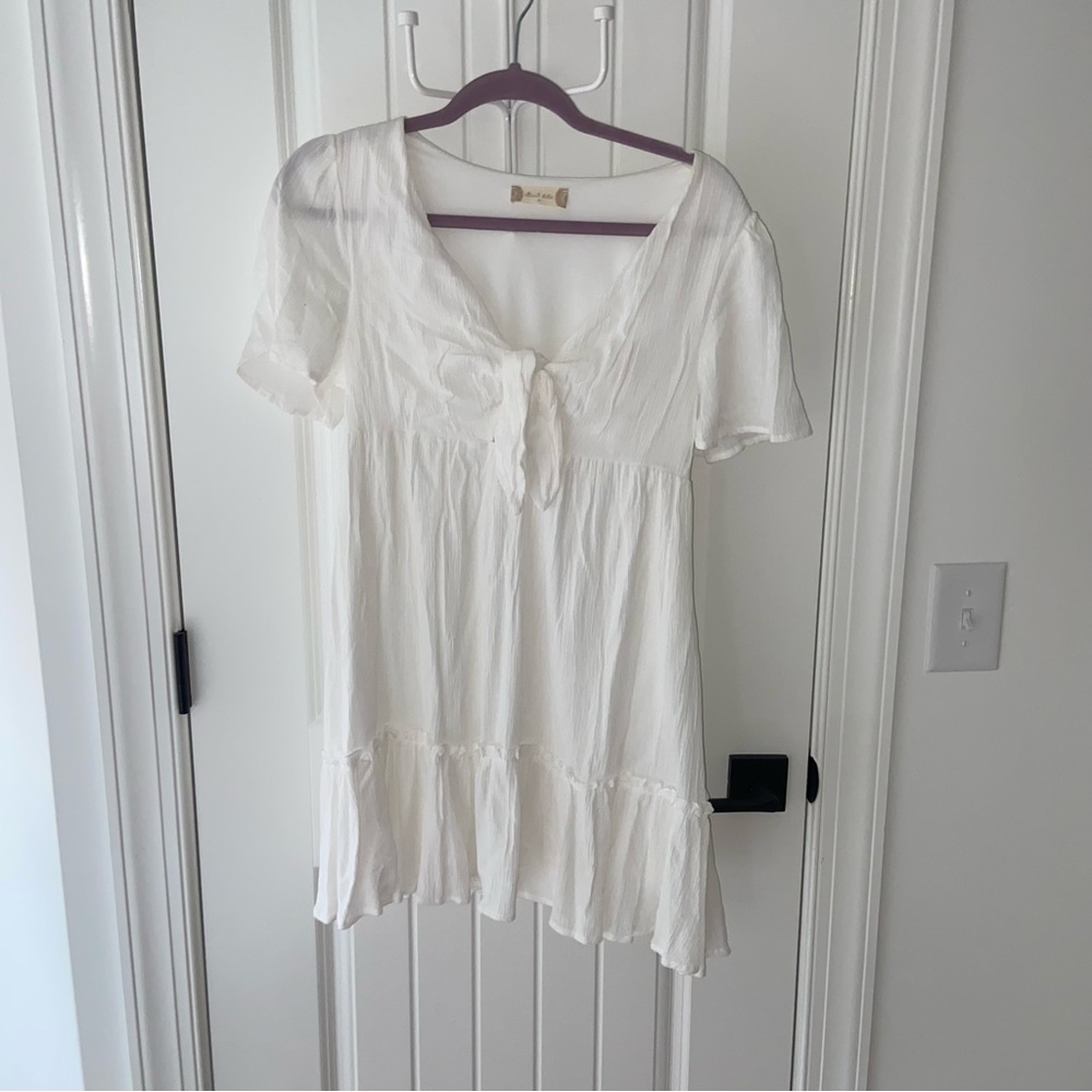 White Tie Front Babydoll Dress Size Medium